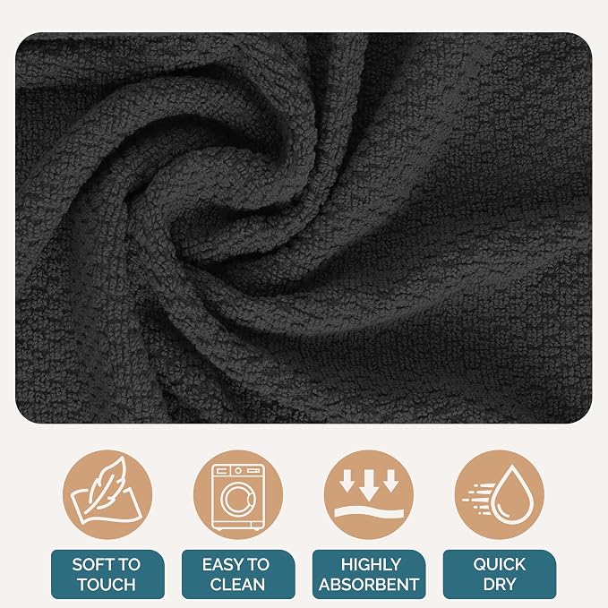 Casa Platino Kitchen Towel Set 8 Pc - 4 Dish Towels (16"x26") & 4 Dish Cloths for Washing Dishes (13"x13") - Absorbent Tea Towels, Quick Drying & Durable Cleaning Cloths, Easy Care Wash Rags - Grey.