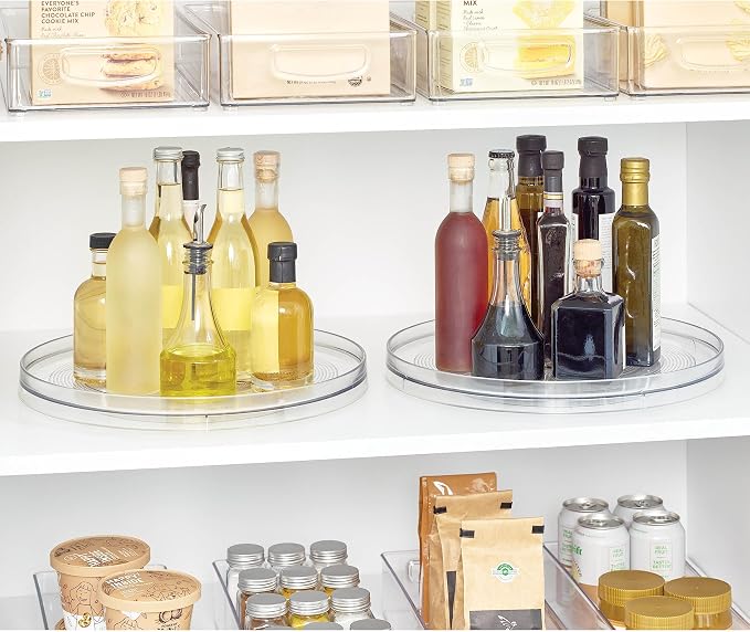 iDesign 14.5-Inch Lazy Susan Organizer, 2-Pack, Clear | Large Turntable, For Cabinet or Pantry