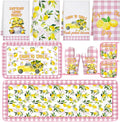 Fourluoo 10 Pcs Lemon Kitchen Decor and Accessories Set Lemon Kitchen Rugs Towels Pot Holders Oven Mitts Set for Cooking Baking Mom Housewarming Gifts