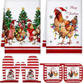 Leinuosen 6 Christmas Chicken Farmhouse Kitchen Decor Dish Towels Oven Mitts and Pot Holders Sets Chicken Kitchen Towels Absorbent Decorative Accessories for Cooking Baking Grilling