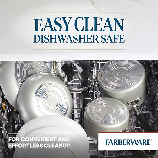 Farberware Cookstart Aluminum DiamondMax Nonstick Cookware Set, Kitchen Essentials, 5 Quarts, Silver