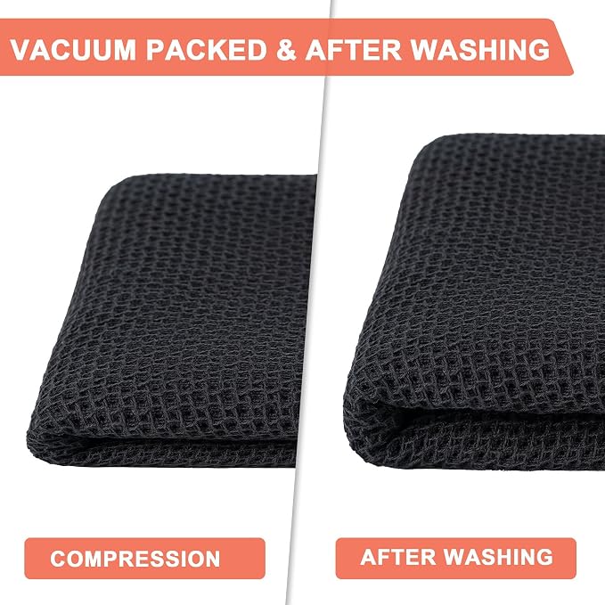 BOOMIBOO 6-Pack Dish Towels,100% Cotton Waffle Weave,13x28 in,Dark Grey | Towels Waffle Weave,Ultra Soft Absorbent, Quick Drying