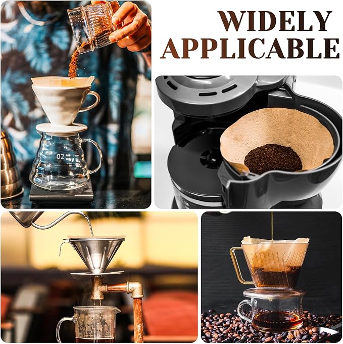 100 Count Coffee Filters #4, Premium Cone Coffee Filters 8-12 cup, Unbleached Natural Paper, Disposable Coffee Filters 4 Cone Paper for Pour Over and Drip Coffee Maker