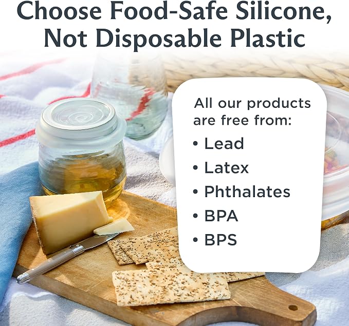 Stasher Premium Reusable Silicone Stretch Lids, Clear, 3-Pack, Small | Food-Safe Silicone, Airtight Seal, Leak-Free, BPA-Free, Eco-Friendly, Food Container Covers, Microwave, Dishwasher, Meal Prep