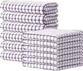 Kitinjoy Cotton 12 Pack Kitchen Towels and Dishcloths Sets, Purple | 16 x 25 Inch & 12 X 12 Inch Dish Towels Bulk, Super Soft and Absorbent hand towels for kitchen Drying