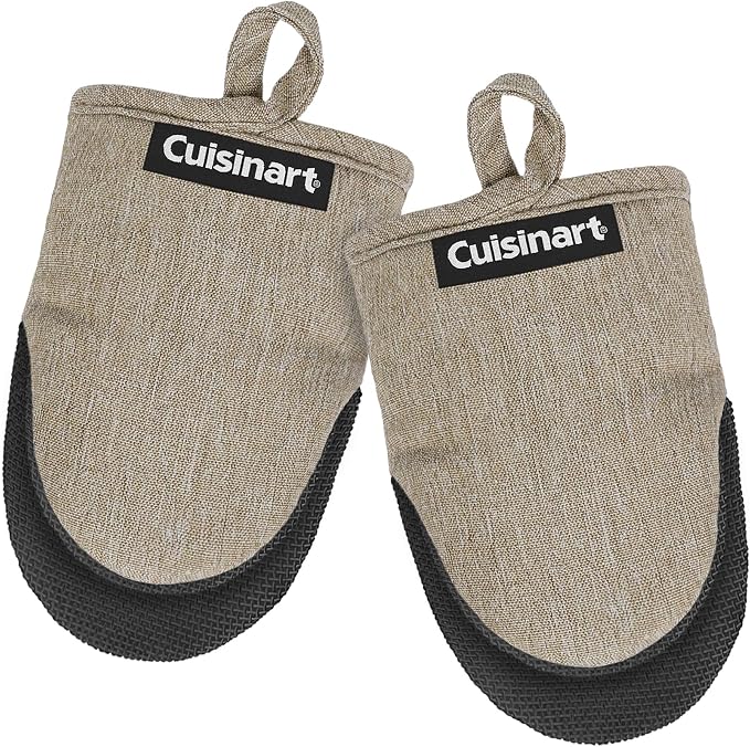 Cuisinart Mini Oven Mitts, 2-Pack, Neoprene Grip, Heat Resistant 350F | Cotton-lined, non-slip neoprene palm, ambidextrous design, ideal for smaller hands and everyday cooking