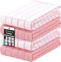 Homaxy Large Premium Cotton Kitchen Towels 16"x 28", 4 Pack, Pink | Natural Ring Spun 390 GSM Dish Towels, Super Absorbent Terry Kitchen Hand Towels, Soft Tea Towels with Hanging Loop