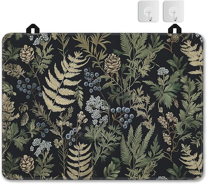 Green Leaves Glass Top Stove Cover Protector,Summer Forest Berry Heat Resistant Stove Top Cover, Large Size Range Covers for Electric Stove Countertop Mat, 28 x 20 Inch