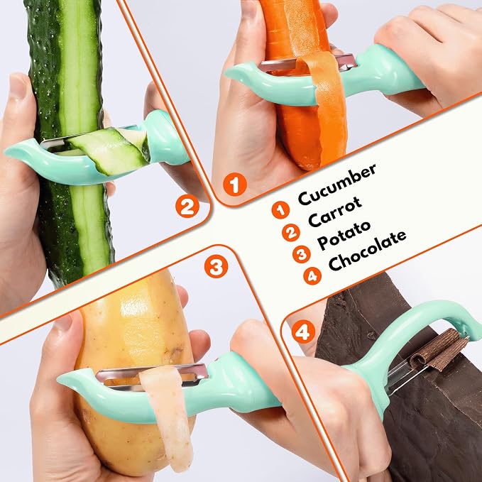 Rainspire Vegetable Peeler Potato Peelers for Kitchen, Sharp Stainless Steel Blades Veggie, Comfortable Handle Fruit Peeler, Carrot Peeler Apple Peeler Dishwasher Safe, Mint Green, 1-Pack