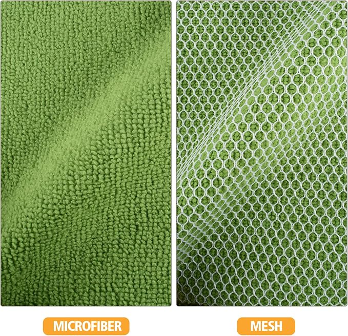 Dish Cloths for Washing Dishes with Scrub Side, Microfiber Dish Rags | Dual-sided microfiber dish cloths with scrubber for stuck-on food, quick dry kitchen washcloths 9 Pack, 7" x 7 Inch Green