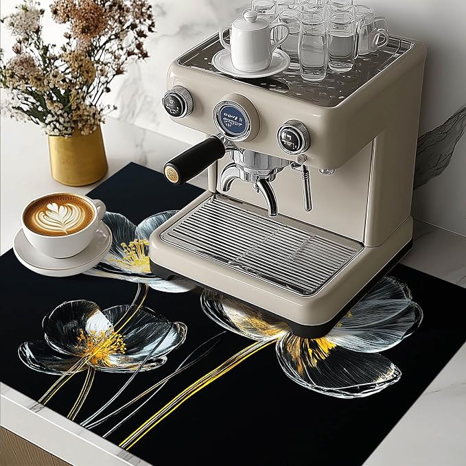 HOMETITUTE Elegant Glass Blossom Stove Top Cover 28x20 Diatomite Mat