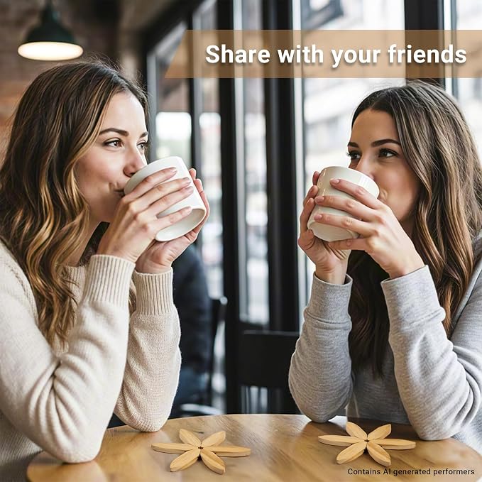 Yuoyar Wooden Tree-Shaped Coasters Set for Coffee Table, Kitchen