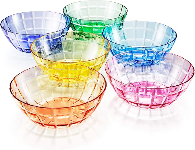 SCANDINOVIA - 13oz Unbreakable Premium Bowls Set Of 6 - Made in Japan - Super Grade Acrylic Plastic - Perfect for Gifts - Dishwasher Safe - Serving Ice Cream Candy Cereal Cereal Popcorn Salad Reusable | 400 ml — sized for ice cream, snacks, fruit & app...