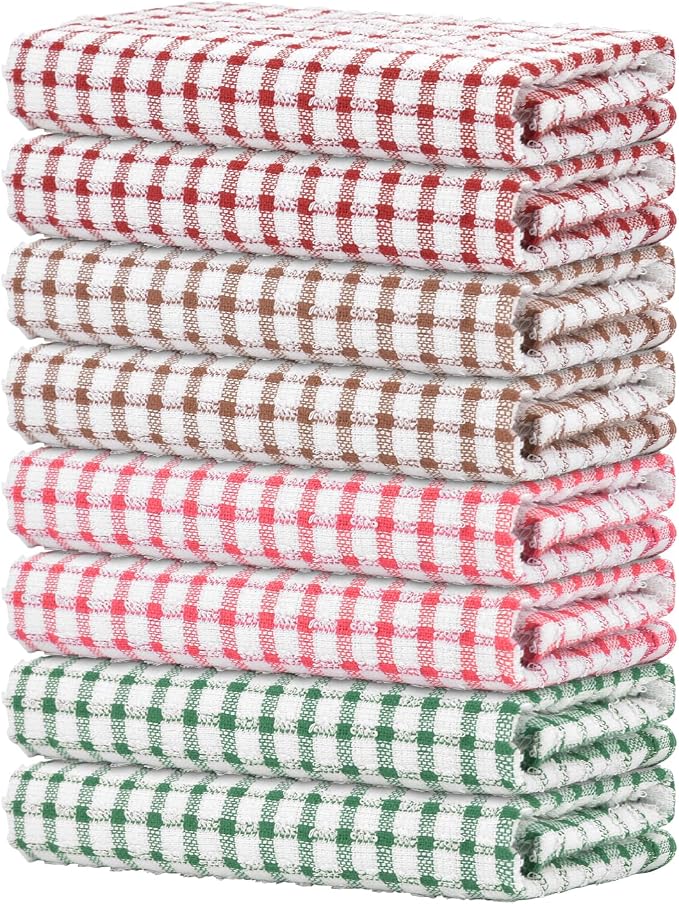 Nialnant 8 Pack Kitchen Towels, Dish Towels for Kitchen, 100% Cotton Dish Cloths for Washing Dishes, Quick Drying Reusable Cleaning Rag - 25 x 16 in