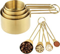 Measuring Cups and Spoons Set, Kaloo 8PCS Stainless Steel Metal Measuring Cups, Gold Finish, Ideal for Cooking and Baking