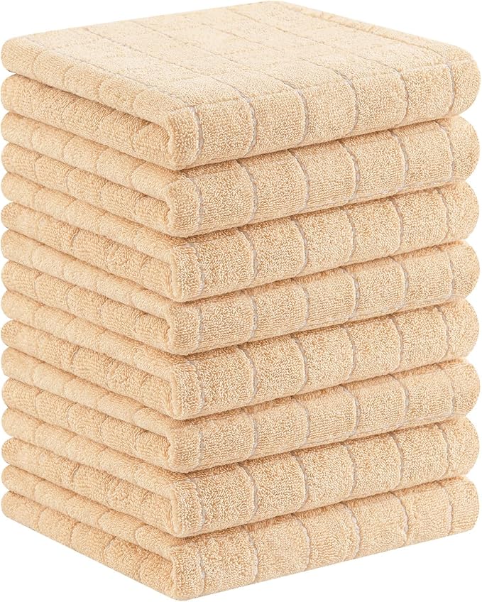 Homaxy 100% Cotton Terry Kitchen Towels, 8 Pack, Apricot | Ultra Soft and Absorbent Dish Towels for Kitchen, Suitable for Drying and Washing Dishes