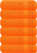 GLAMBURG Ultra Soft 6-Piece Hand Towel Set 16x28-100% Ringspun Cotton - Durable & Highly Absorbent Hand Towels - Ideal for use in Bathroom, Kitchen, Gym, Spa & General Cleaning - Orange