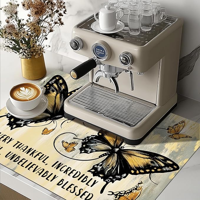 HOMETITUTE Spring Stove Top Covers for Electric Stove 28x20 Inches Butterfly Artwork Heat Resistant Glass Cooktop Pad Decorative Stovetop Cover for Kitchen Coffee Bar Decor