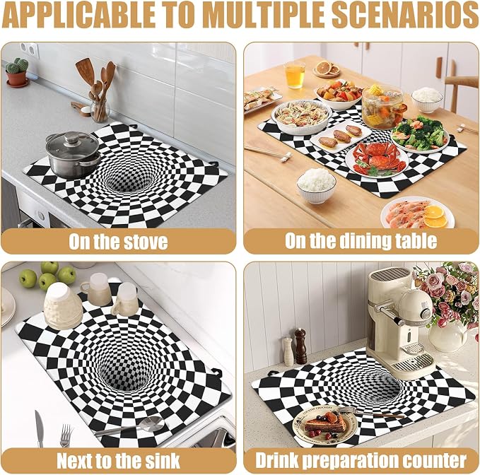 3D Trap Optical Illusion Stove Top Covers for Electric Stove,Vortex Illusion Electric Gas Stove Pad Heat Resistant Range Cooktop Protector for Home Decor Kitchen 28"x20"