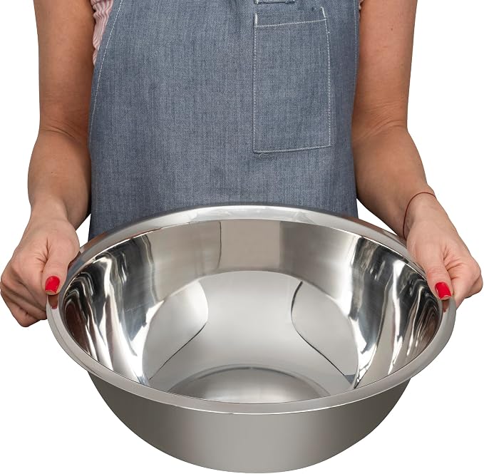 8 Quart Large Stainless Steel Mixing Bowls Set, 3-Pack, Nesting Bowls | Extra Large Commercial Grade Metal Bowls for Meal Prep, Baking, Serving, Food Storage. Rustproof & Dishwasher Safe
