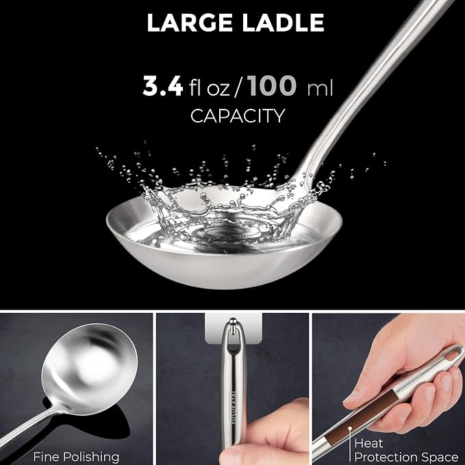 YOSUKATA Carbon Steel Wok Pan – 13,5 “ Stir Fry Pans PLUS 17" Wok Spatula and Ladle Skimmer Spoon - Stainless Steel Cooking Utensils Set