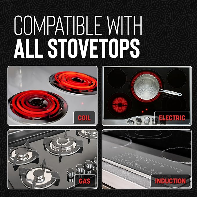 Hell's Kitchen 12-Inch Hybrid Wok, Tri-Clad Stainless Steel, PFAS-Free Ceramic Nonstick, no PFOA, no PTFE, no Teflon, Non-Toxic Cookware, Metal Utensil Safe, All Cooktops and Oven Safe