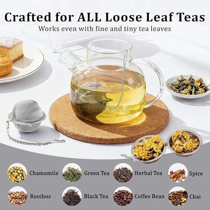 304 Stainless Steel Tea Ball Tea Holder Tea Infuser (Small x 2) | Tea Strainers For Loose Leaf Tea Steeper Extra-Fine Mesh Tea Leaf Holder Metal Tea Bag Rooibos Black Tea Herbal Spices