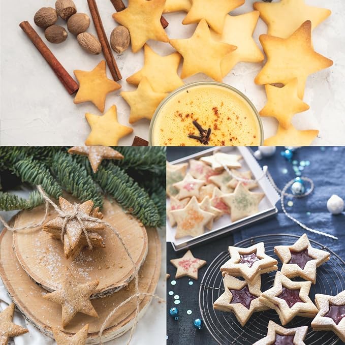 Star Cookie Cutter Set 6pcs Star Shaped Mold Metal Cookie Cutters Sandwiches Cutter Shapes Biscuit Mold for Kids Holiday Birthday Party