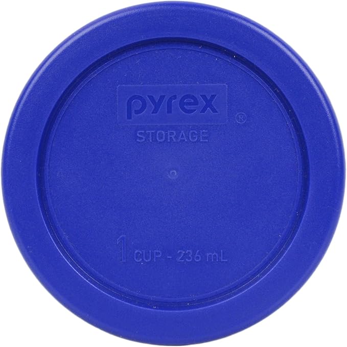 Pyrex 7202 1-Cup Glass Bowls With Cadet Blue Lids (4 Pack) - Made in USA | 7202-PC | Tempered Glass Construction | BPA-Free Plastic | Easy Clean Surface | Top-Rack Dishwasher Safe