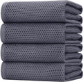 Homaxy 100% Cotton Oversized Waffle Weave Kitchen Towels 4-Pack, Dark Grey | 20 x 28 Inches, Ultra Soft Absorbent Dish Towels, Quick Drying Large Cleaning Towels