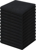 Kitinjoy 100% Cotton Kitchen Dish Cloths, 12 Pack Waffle Weave Ultra Soft Absorbent Dish Towels for Drying Dishes Quick Drying Kitchen Towels Dish Rags, 12 X 12Inch, Black | Ultra Absorbent, Super Soft, lightweight, Quick Drying Dish Rags for Washing D...