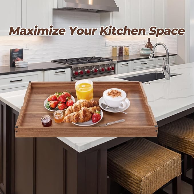 WOLKI Wooden Noodle Board Stove Top Cover For Gas Burners & Electric Stoves | 30"L x 22"W x 2.5"Th Heavy-Duty Stove Cover With Built-In Handles For RV Stoves, Serving Tray & Space Saver
