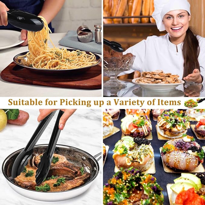 Mwellewm 40 Pcs Plastic Tongs for Serving Bulk 9 Inch Serving Disposable Tongs, Plastic Serving Utensils, Heavy Duty Salad Tongs for Kitchen Buffets BBQ Events Catering