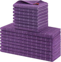 Homaxy Kitchen Towels and Dishcloths Set, Set of 16, Purple | Bulk Cotton Terry Kitchen Towels, Checkered Designed, Soft and Super Absorbent Dish Towels, 12 x 12 and 13 x 28 Inches