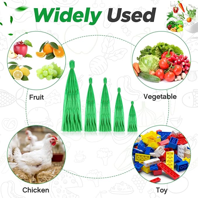 Windyun 500 Pcs 24/20/18/14 Inch Mesh Bags for Vegetables Mesh Produce Bag Reusable Nylon Netting Bulk, Fits Storage Egg Vegetable Seafood Fruits Grocery (Green)