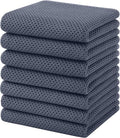 Homaxy 100% Cotton Waffle Weave Kitchen Towels, 7-Pack, Dark Grey | 13 x 28 Inches, Ultra Soft Absorbent Dish Towels, Quick Drying Cleaning Towels