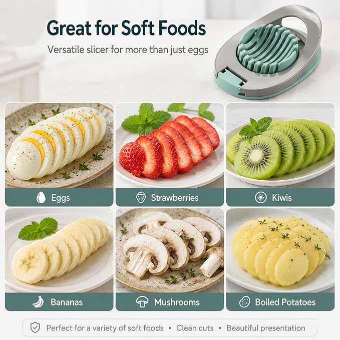Egg Slicer for Hard Boiled Eggs with Stainless Steel Wire | Egg Strawberry Cutter, Dishwasher safe