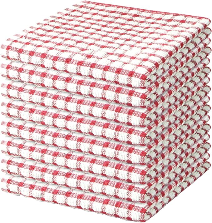 Nialnant 8 Pcs Kitchen Dish Rags,100% Cotton Kitchen Towels | Soft Absorbent Quick Drying Dish Cloths for Washing Dishes,Cleaning rags - 11 x 11In Red