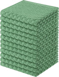 Homaxy 100% Cotton Terry Dish Cloths, 12"x12", 12-Pack, Grass Green | Ultra Soft Absorbent Dish Towels with Hanging Loop, Pineapple Grid Designed