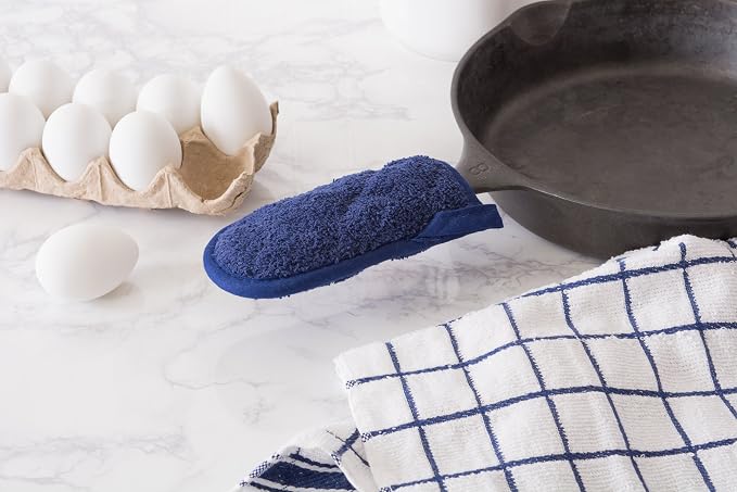 DII Basic Terry Collection Quilted 100% Cotton, Pan Handle, Nautical Blue, 3 Piece