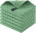 Homaxy 100% Cotton Terry Dish Cloths, 12"x12", 6-Pack, Grass Green | Ultra Soft Absorbent Dish Towels with Hanging Loop, Pineapple Grid Designed