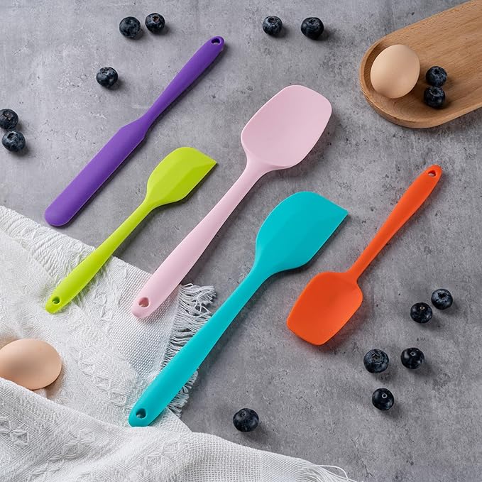 Silicone Spatula Set,5 Piece Food Grade Rubber Spatulas,Macaron blue | Spatulas Silicone Heat Resistant for Baking,Cooking,and Mixing High Heat Resistant Non Stick Dishwasher Safe BPA-Free