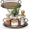 LAMU 2 Pack 10'' 12'' Lazy Susan Turntable Organizer for Table Top Cabinet, Wooden Lazy Susan for Kitchen, Pantry, Countertop, Bathroom Vanity, Spice Organization, Wood Decor