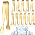 12 Pcs Gold Serving Tongs, Stainless Steel Ice Tongs Mini Sugar Tongs for Kitchen Appetizers, Party. Ting Tongs for Serving Food, Ice, Sugar Cube, Salad, Desserts