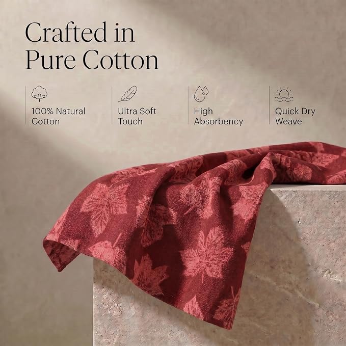 Urban Villa KitchenTowels Cotton DishTowels 20”x30”(Set of 6) Harvest Leaf