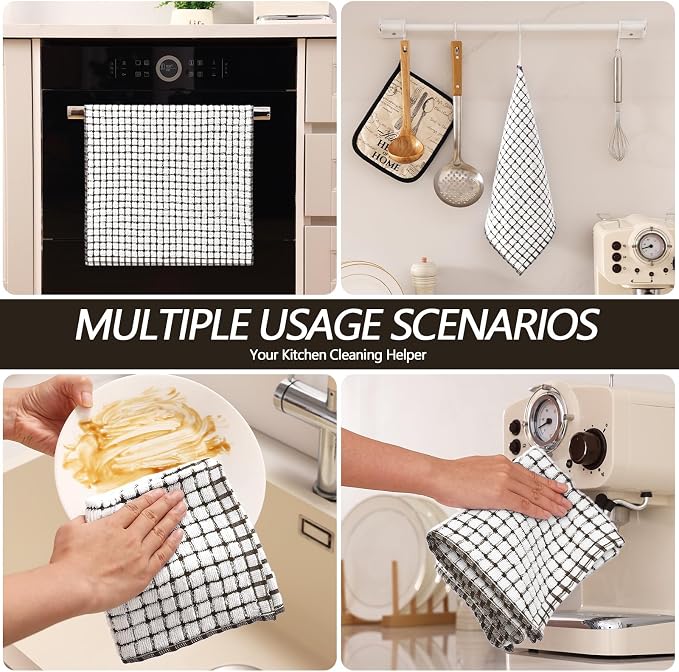 Homaxy Kitchen Towels and Dishcloths Set, Set of 8, Dark Brown | Cotton Terry Kitchen Dish Towels, Super Soft and Absorbent Dish Cloths, 16 x 25 and 12 x 12 Inches