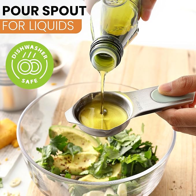 Spring Chef Magnetic Stainless Steel Measuring Cups Set of 7, Winter Frost | Patented Metal Measuring Cups for Measuring Dry or Liquid Ingredients, Easy to Read Markings, Dishwasher Safe Magnetic Cups