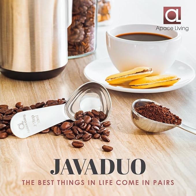 Coffee Scoop (Set of 2) - 2 Tablespoon (2 Tbsp / 1/8 Cup / 1 oz) - The Best Stainless Steel Measuring Spoons for Coffee, Tea, and More (2, Silver)