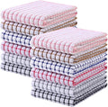 Mordimy Cotton 12 Pack Terry Kitchen Towels, 16 x 25 Inches | Super Soft and Absorbent Dish Towels, Quick Drying Hand Towels for Kitchen Drying, Black/Grey/Blue/Pink/Red/Brown