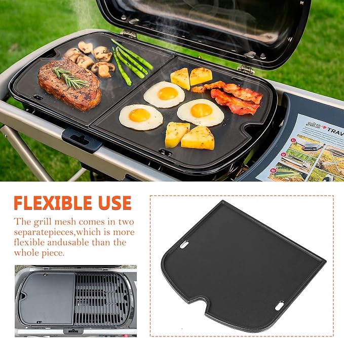 QuliMetal 7034 Cast Iron Griddle for Weber Traveler 9010001 Gas Grill | 13.57 x 12.42 inch cast iron cooking plate for Weber Traveler portable gas grills; replacement for Weber part 7034